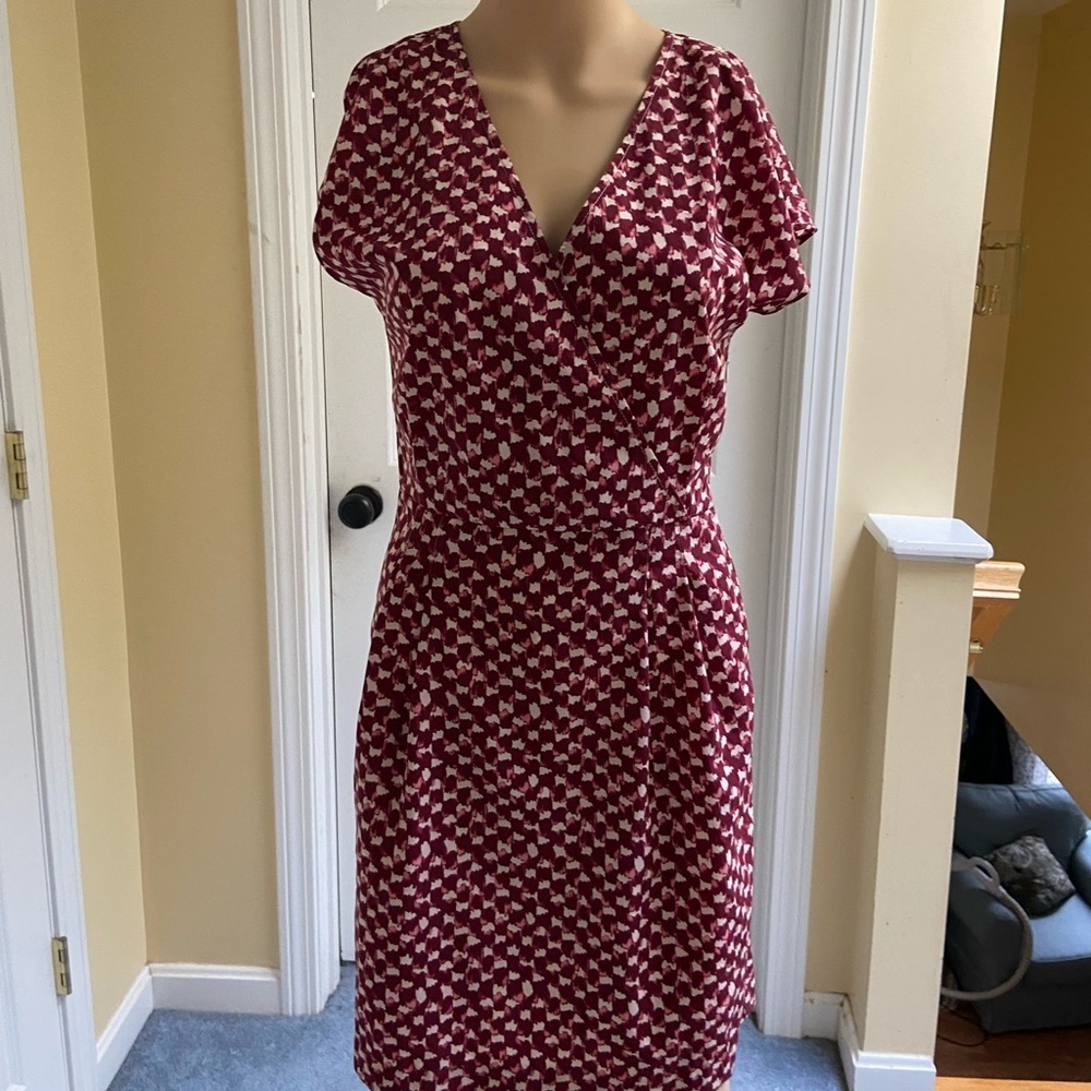 Banana Republic  Burgundy Print Cross Front Dress
